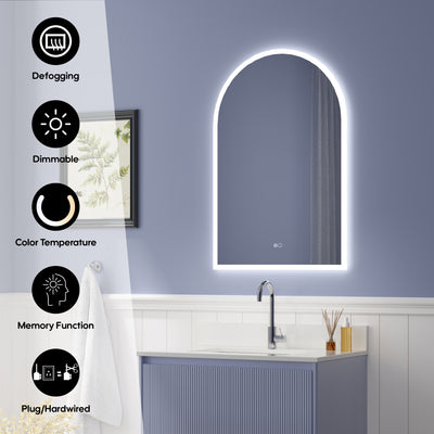 24 in. W x 36 in. H Acrylic Window Sill Shape Bezel-free LED Bathroom Vanity Mirror