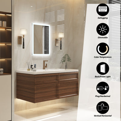 24-in W x 32-in H LED Lit Mirror Rectangular Fog Free Frameless Bathroom Vanity Mirror