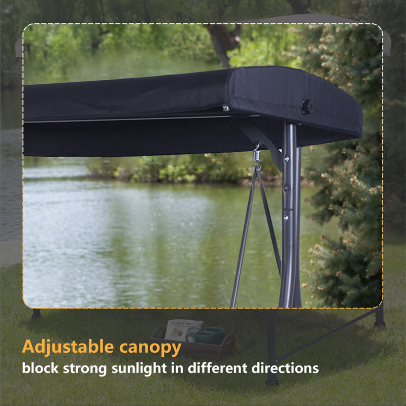 3 Seats Outdoor Swing Hammock with Adjustable Tilt Canopy