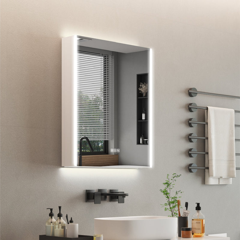 24 in. x 30 in.  Lighted LED Fog Free Surface Mount Silver Mirrored Soft Close Left Medicine Cabinet