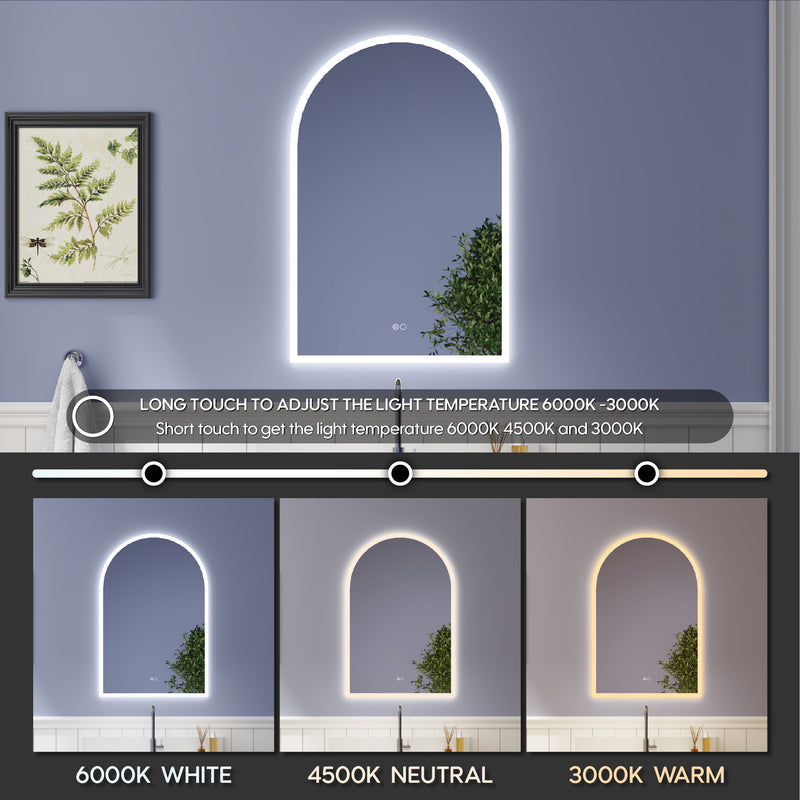 24 in. W x 36 in. H Acrylic Window Sill Shape Bezel-free LED Bathroom Vanity Mirror