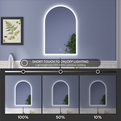 24 in. W x 36 in. H Acrylic Window Sill Shape Bezel-free LED Bathroom Vanity Mirror