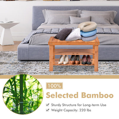 3-Tier Bamboo Shoe Rack Bench for Entryway