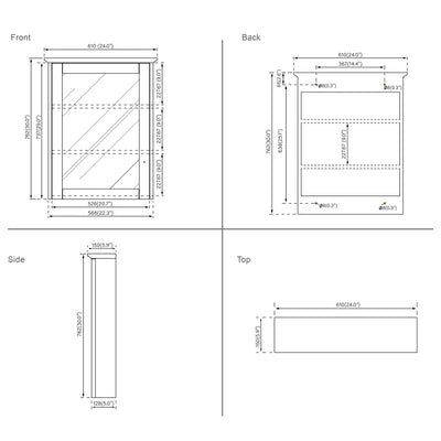 24-in x 30-in Surface Mount Mirrored Rectangle Medicine Cabinet Titanium Grey