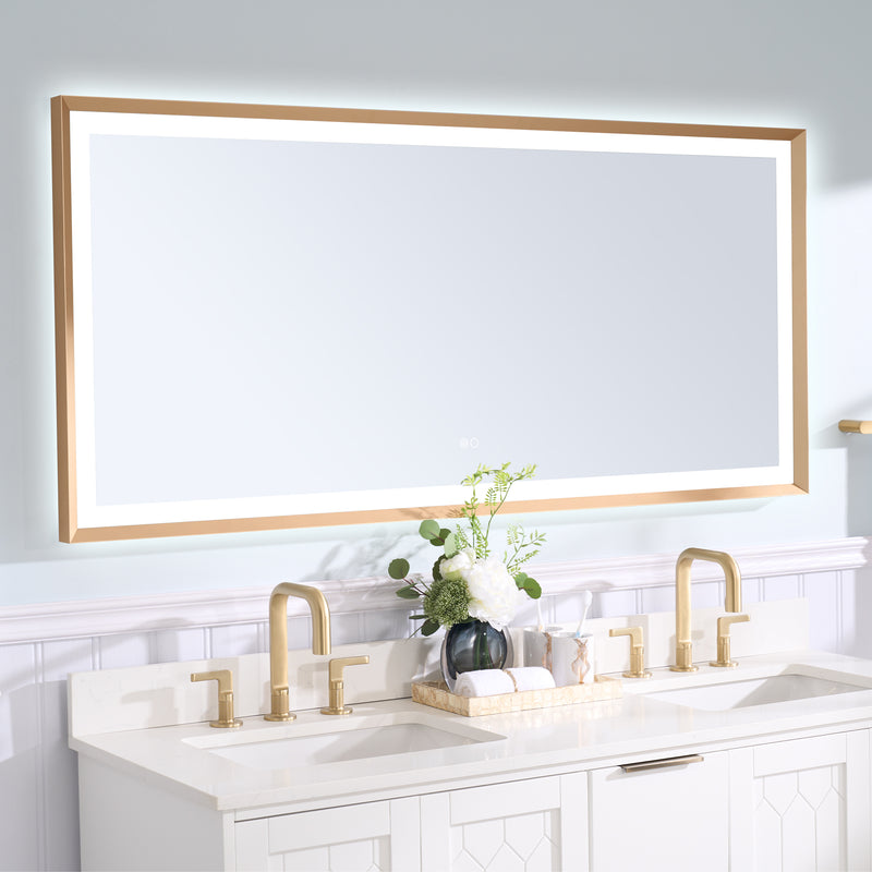 60 in. W x 28 in. H Aluminium Framed Front and Back LED Light Bathroom Vanity Mirror