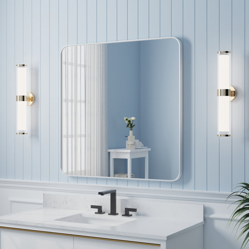 36-in W x 36-in H White Rectangular Framed Bathroom Vanity Mirror