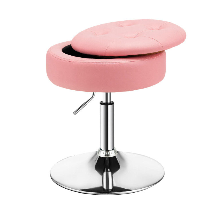 Adjustable 360° Swivel Storage Vanity Stool with Removable Tray