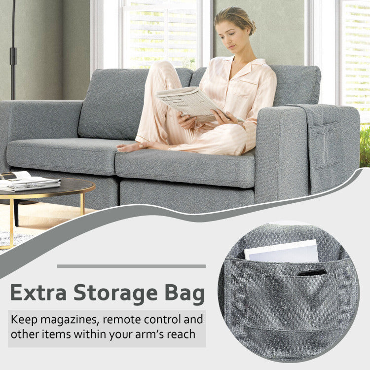 Modern Loveseat Sofa Couch with Side Storage Pocket