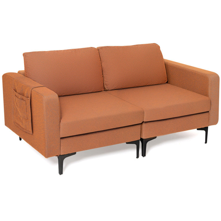 Modern Loveseat Sofa Couch with Side Storage Pocket