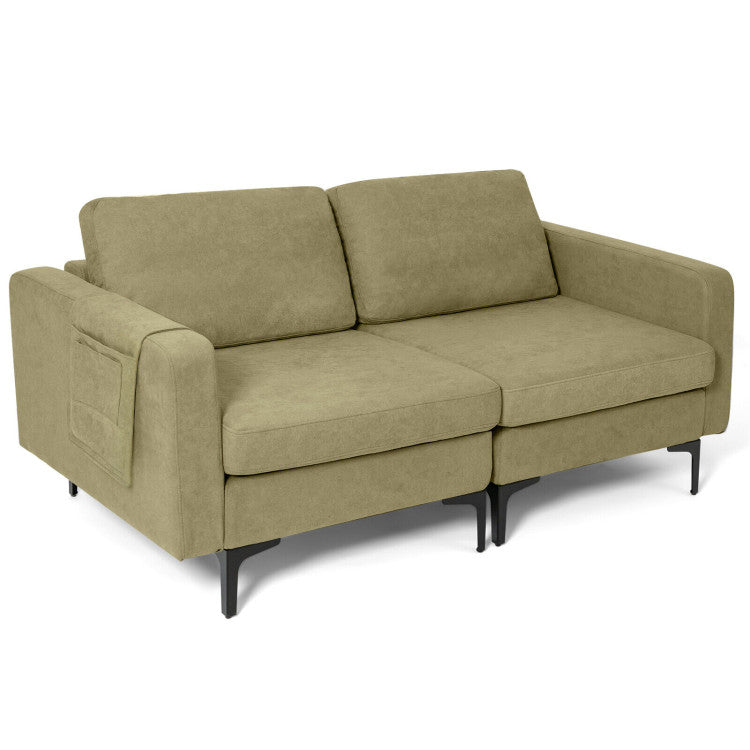 Modern Loveseat Sofa Couch with Side Storage Pocket