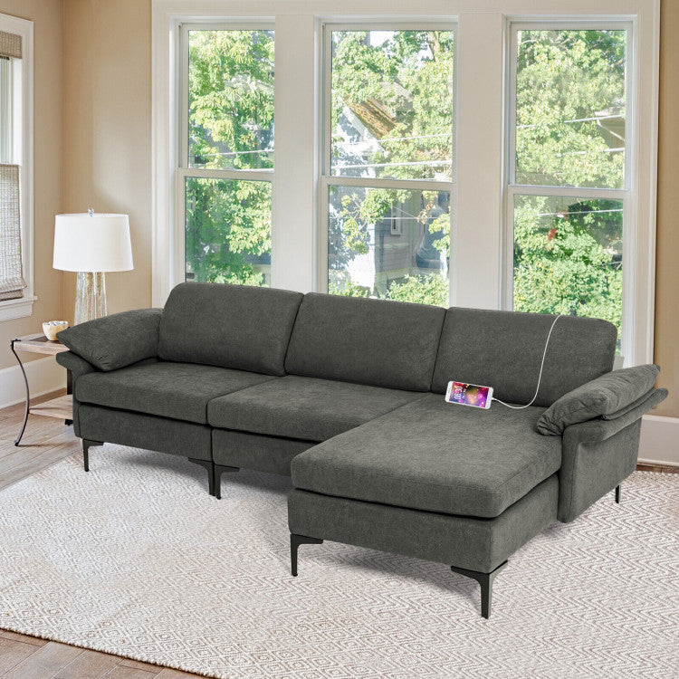 Extra Large L-shaped Sectional Sofa with Reversible Chaise