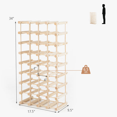 36-Bottle Wooden Wine Rack for Wine Cellar