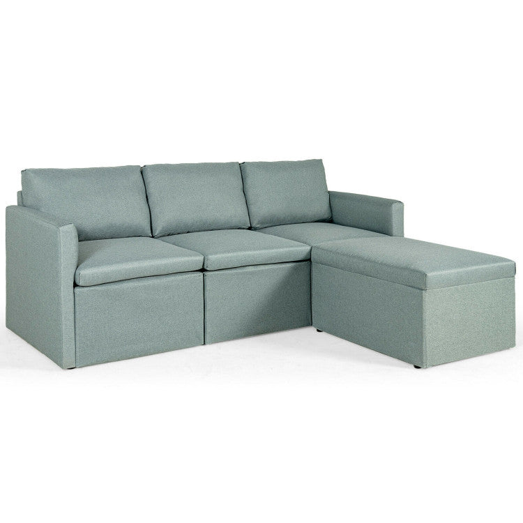 Convertible L-Shaped Sectional Sofa Couch with Reversible Chaise--Green