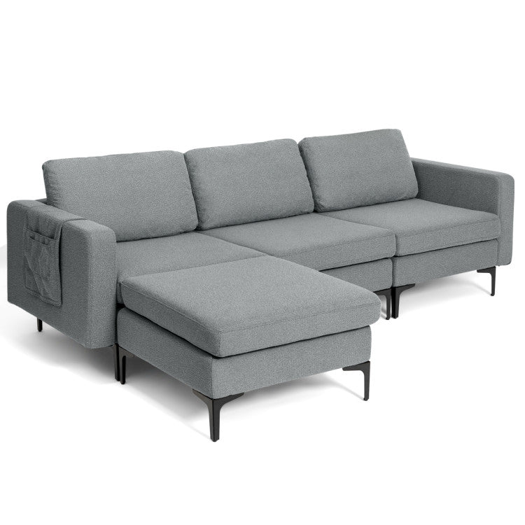 Modular L-shaped Sectional Sofa with Reversible Chaise--Gray