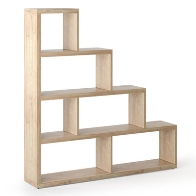 L Shaped Freestanding Ladder Corner Bookshelf with 6 Cubes