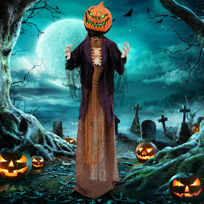 5.6 Feet Halloween Animated Standing Pumpkin Scarecrow