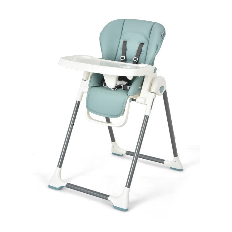 Foldable Baby High Chair with Double Removable Trays and Book Holder