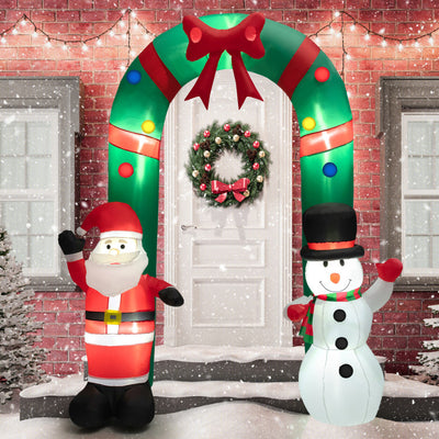 8 Feet Christmas Inflatable Archway with Santa Claus and Snowman