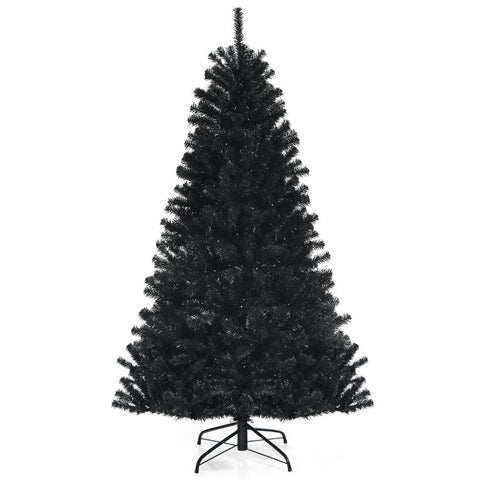 Black Artificial Christmas Halloween Tree with Purple LED Lights