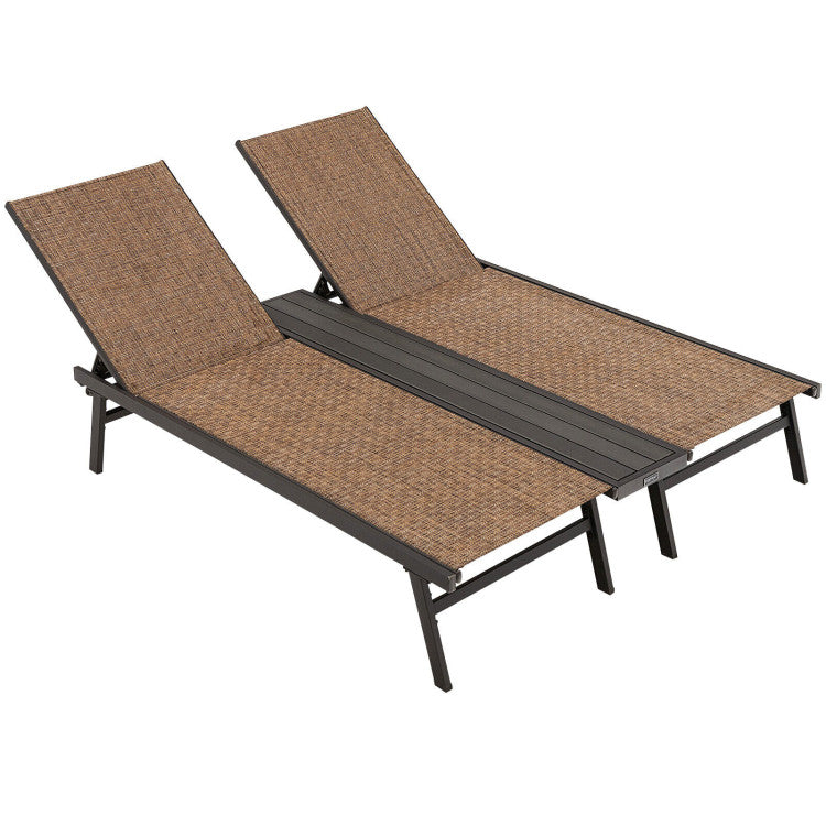 2-Person Patio Chaise Lounge with Middle Panel