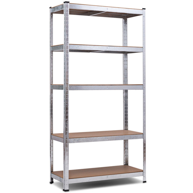 72 Inch Storage Rack with 5 Adjustable Shelves for Books Kitchenware--Silver