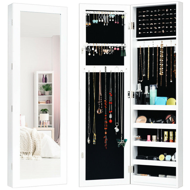 Door and Wall Mounted Armoire Jewelry Cabinet with Full-Length Mirror