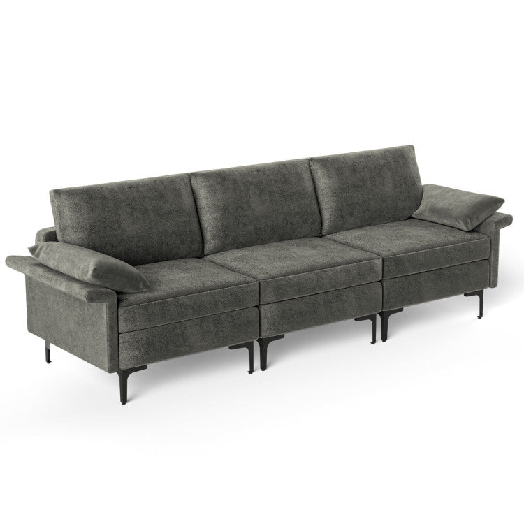 Large 3-Seat Sofa Sectional with Metal Legs for 3-4 people