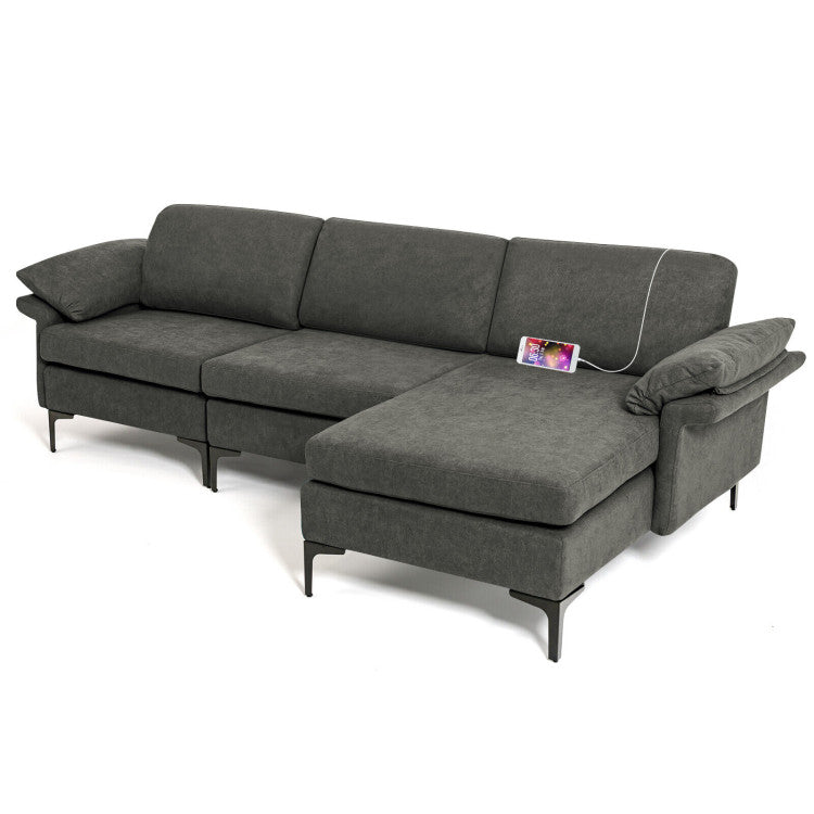 Extra Large L-shaped Sectional Sofa with Reversible Chaise