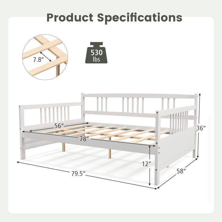 Full Size Metal Daybed Frame with Guardrails