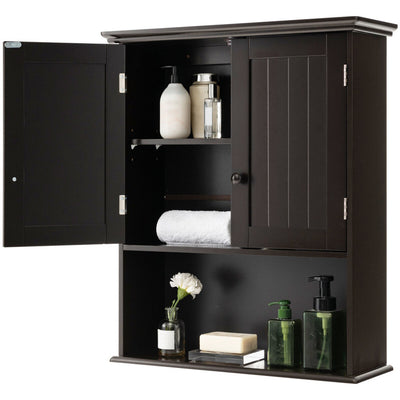 2-Door Wall Mount Bathroom Storage Cabinet with Open Shelf