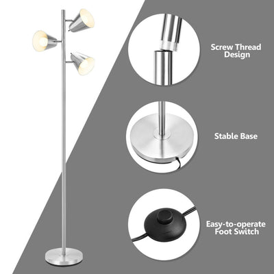 64 Inch 3-Light LED Floor Lamp Reading Light for Living Room Bedroom