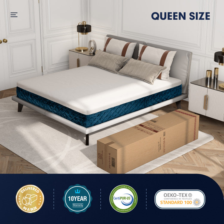 10 Inch Mattress with Jacquard Fabric Cover in a Box--Queen Size