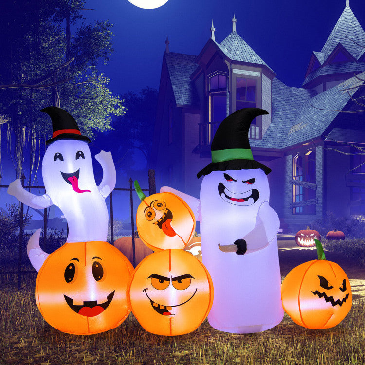 6 Feet Halloween Inflatable Pumpkins and Ghosts with LED Lights