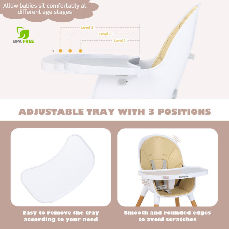 4-in-1 Convertible Baby High Chair Infant Feeding Chair with Adjustable Tray