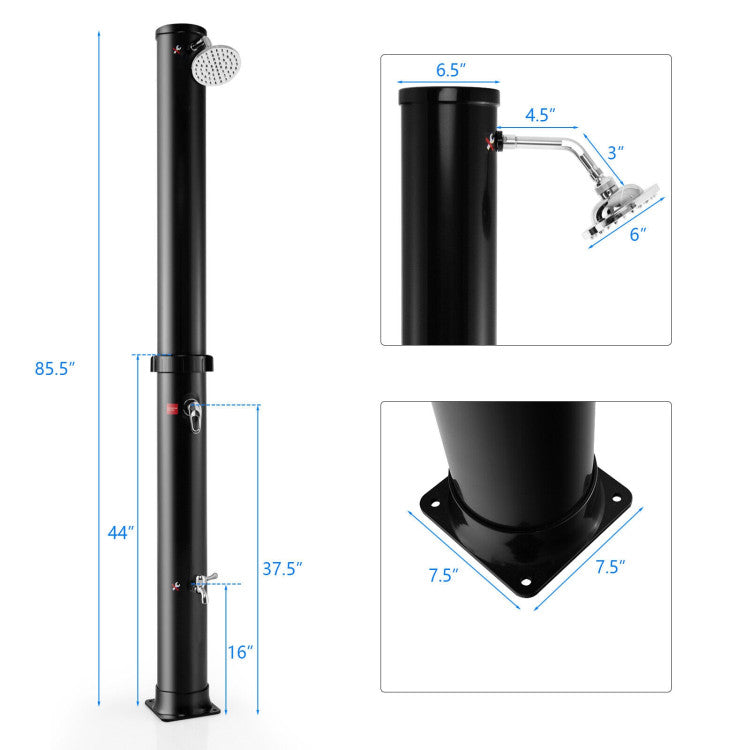 7.2 Feet Solar-Heated Outdoor Shower with Free-Rotating Black Shower Head