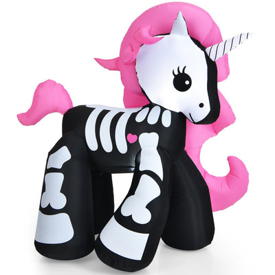 5.5 Feet Halloween Inflatables Skeleton Unicorn with Built-in LED Lights