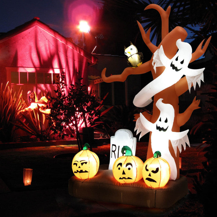 8 Feet Inflatable Halloween Dead Tree Blow Up Ghost with Built-in LED ...