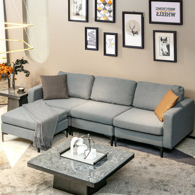 Modular L-shaped Sectional Sofa with Reversible Chaise--Gray