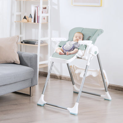 Foldable Baby High Chair with Double Removable Trays and Book Holder