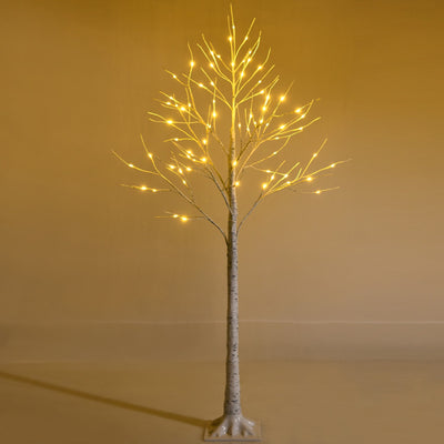 5 Feet Pre-lit White Twig Birch Tree with 72 LED Lights for Christmas