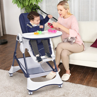 A-Shaped High Chair with 4 Lockable Wheels