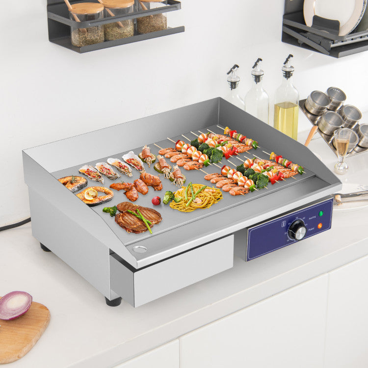 Commercial Electric Griddle with 122℉-572℉ Adjustable Temperature Control