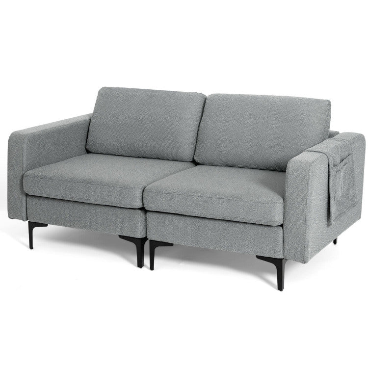 Modern Loveseat Sofa Couch with Side Storage Pocket