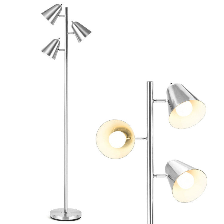 64 Inch 3-Light LED Floor Lamp Reading Light for Living Room Bedroom