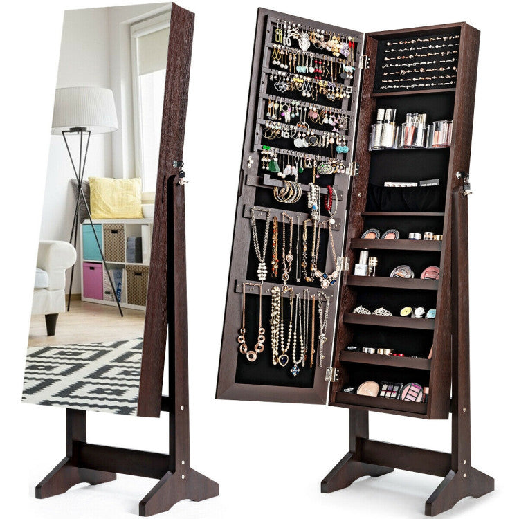 Standing Jewelry Armoire Cabinet with Full Length Mirror