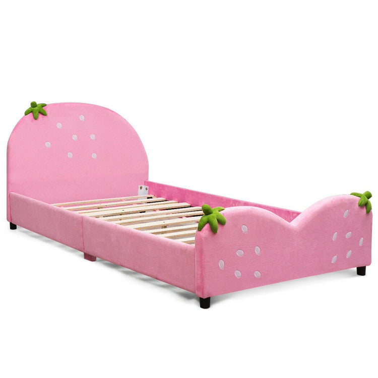 Kids Children Upholstered Berry Pattern Toddler Bed