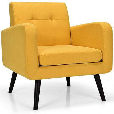 Modern Upholstered Comfy Accent Chair with Rubber Wood Legs