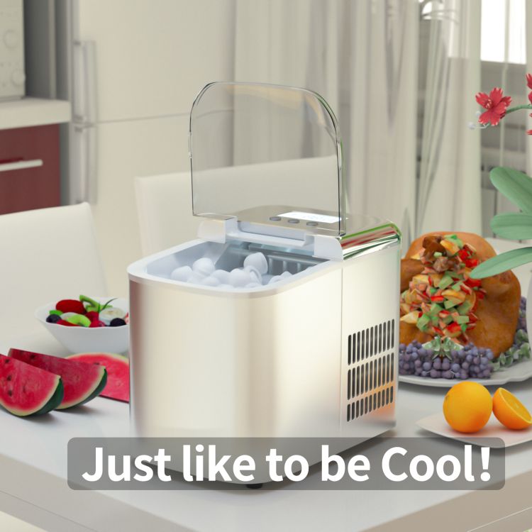 26 lbs Countertop LCD Display Ice Maker with Ice Scoop