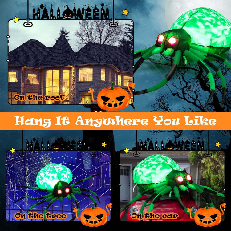 5 Feet Long Halloween Inflatable Creepy Spider with Cobweb and LEDs