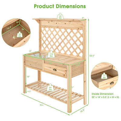 Wood Raised Garden Bed with Trellis